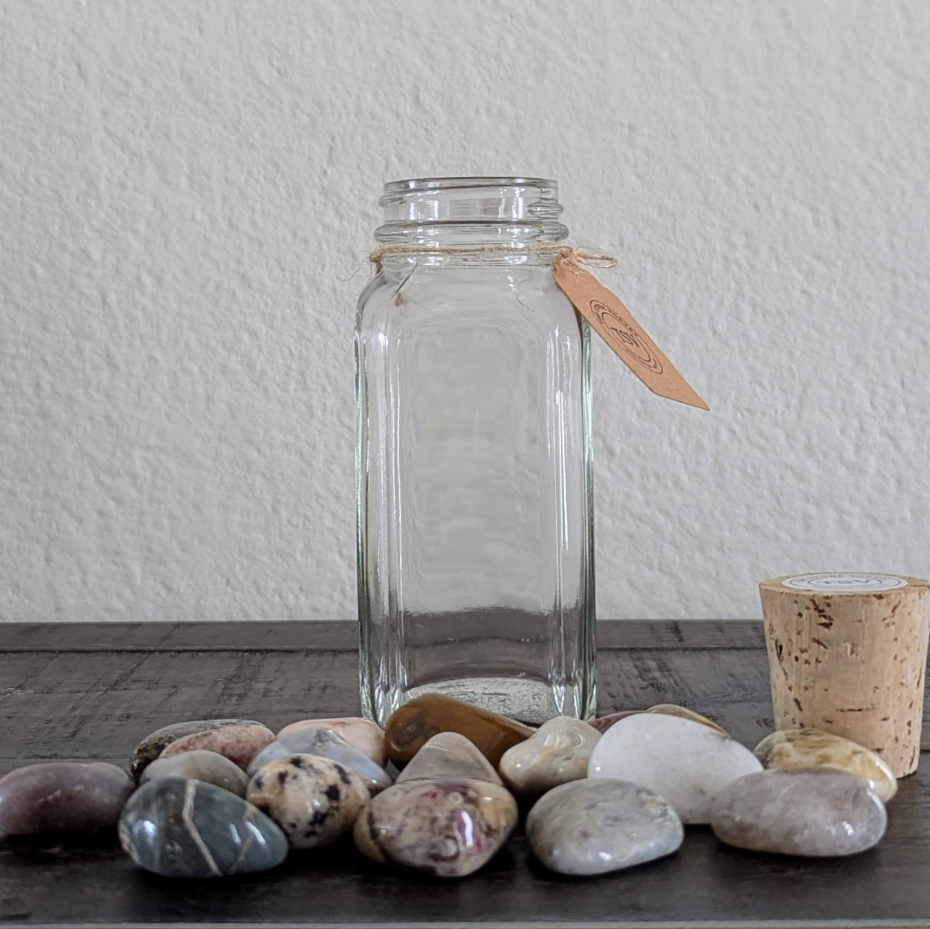 250g Medium Tumble Polished Stones in Cork-Top Glass Jars