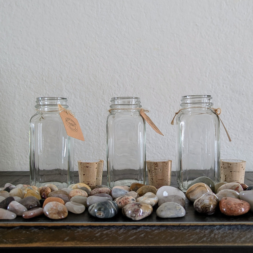 250g Medium Tumble Polished Stones in Cork-Top Glass Jars