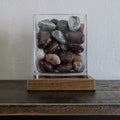 Signature Vertical Glass Display with Tumbled Stones
